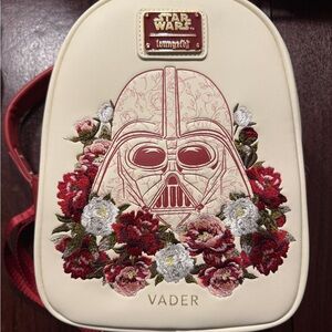 Loungefly Cream and Red Vader Floral Backpack